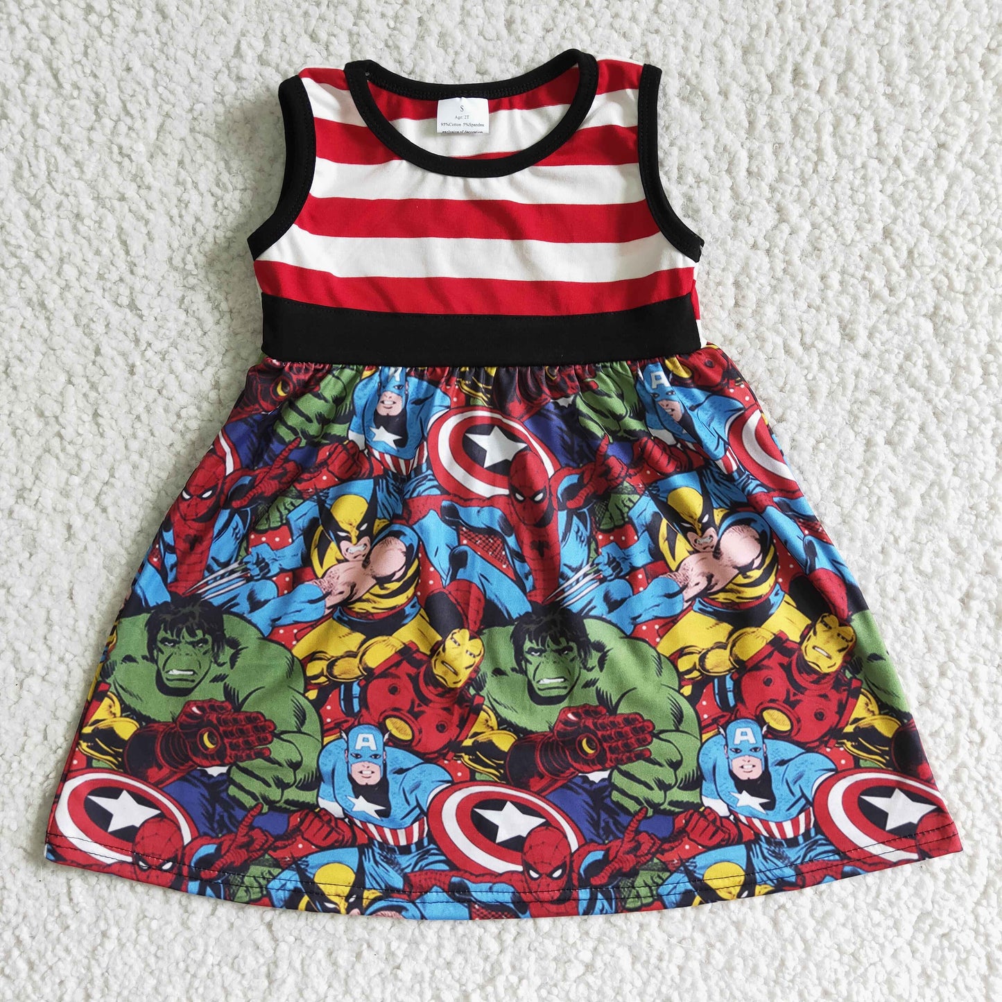 Red Stripe Cartoon Girls dress