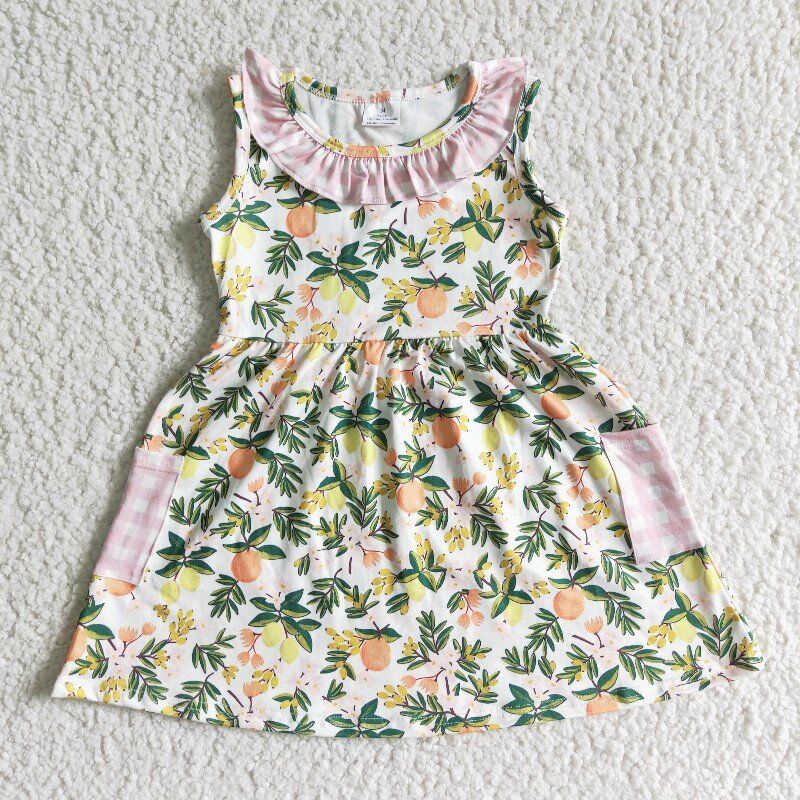 Pink Flowers With Pocket Girls Dress