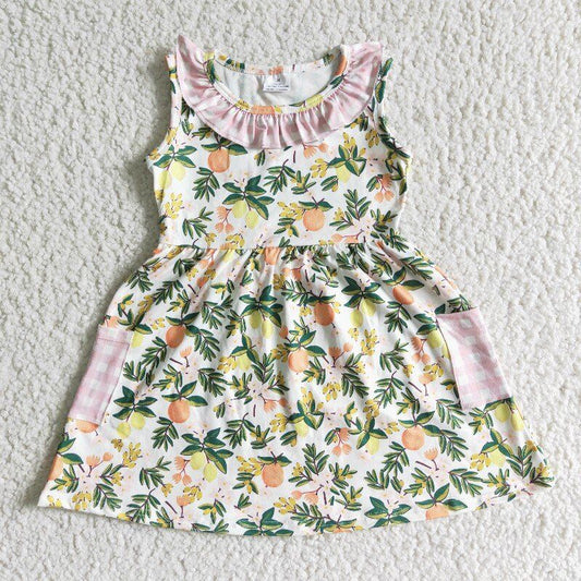 Pink Flowers With Pocket Girls Dress