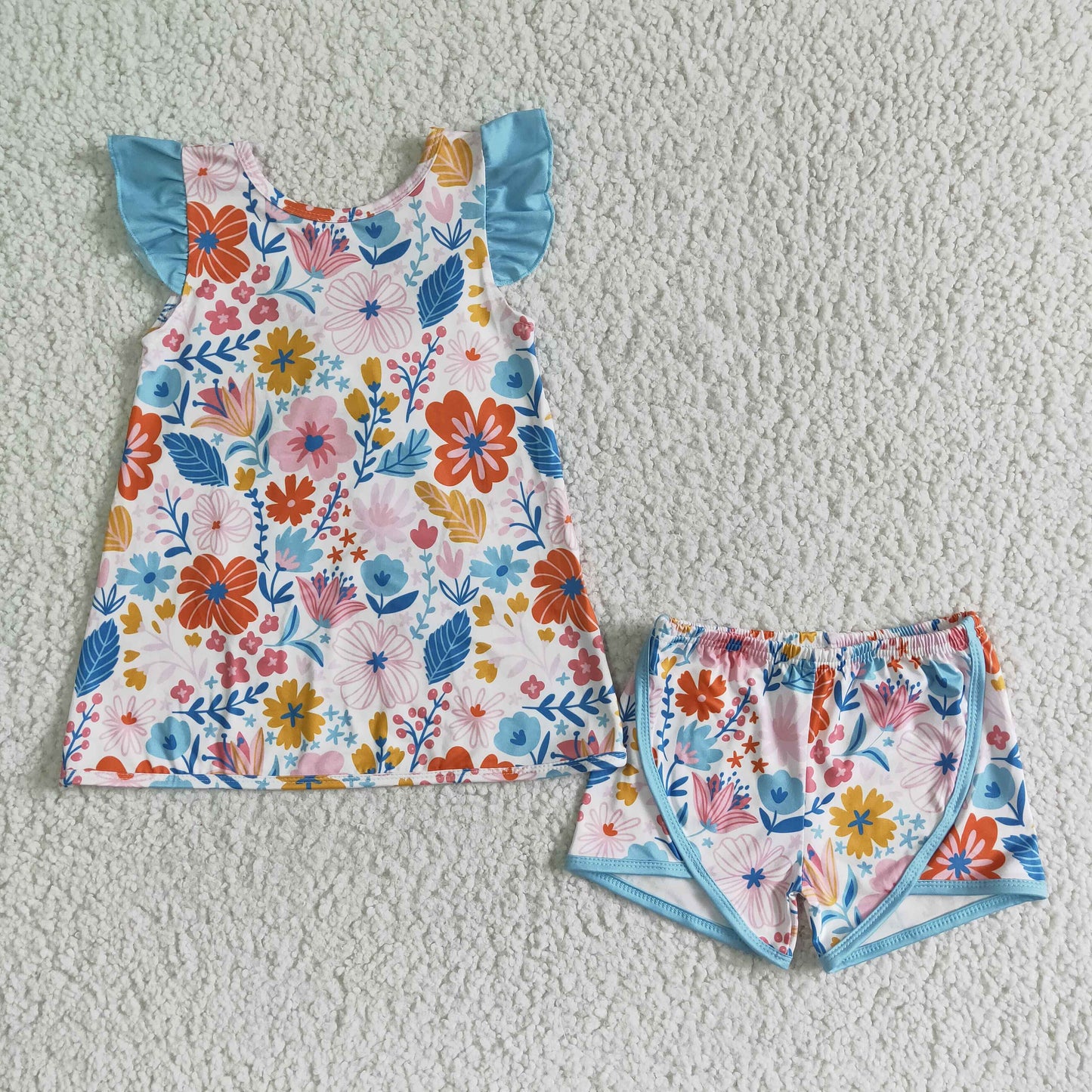 Flowers With Bow Short Girls Summer Set