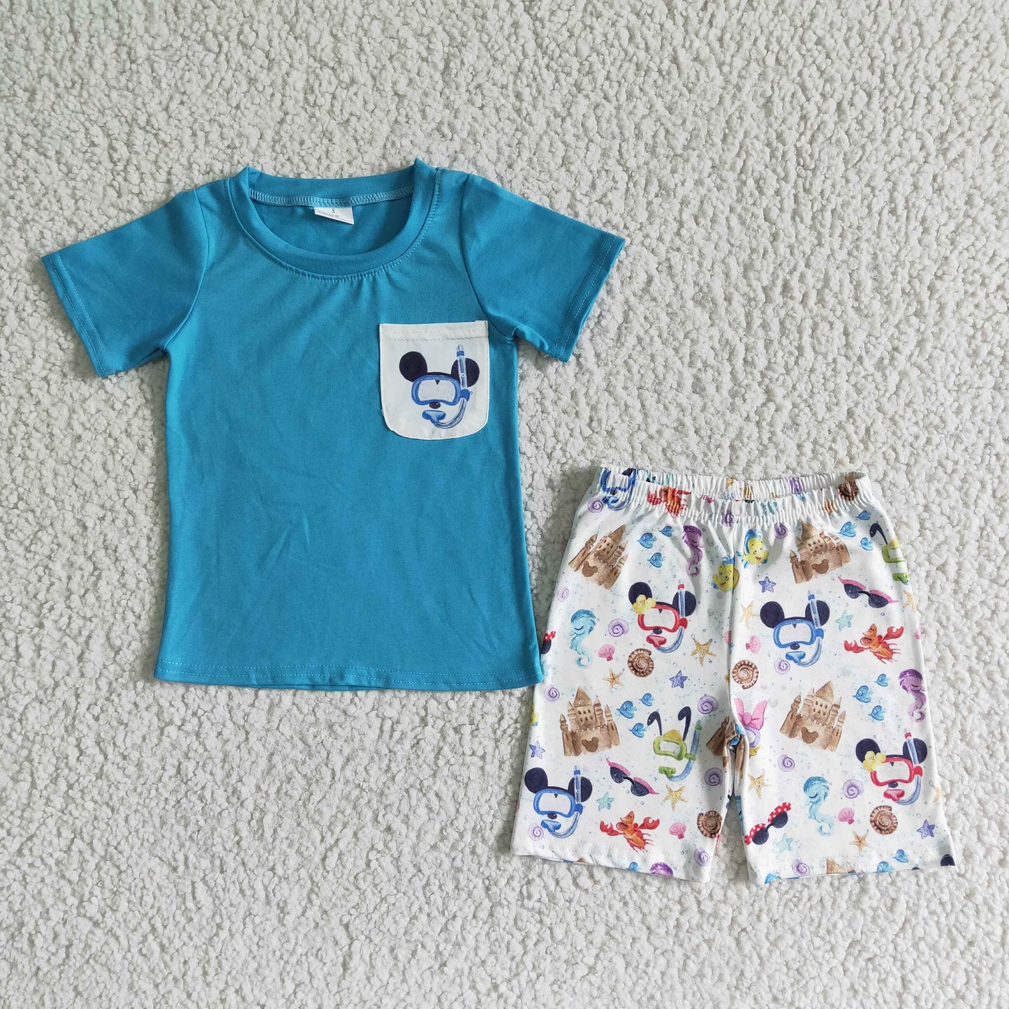 Boy Set Summer Blue Cartoon