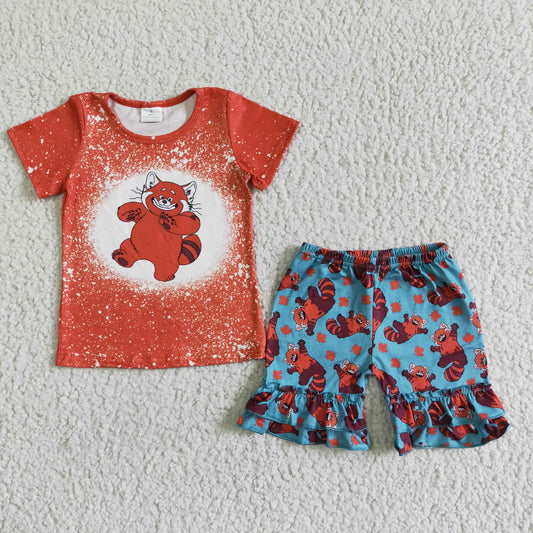 Girls Orange Cartoon Summer Set