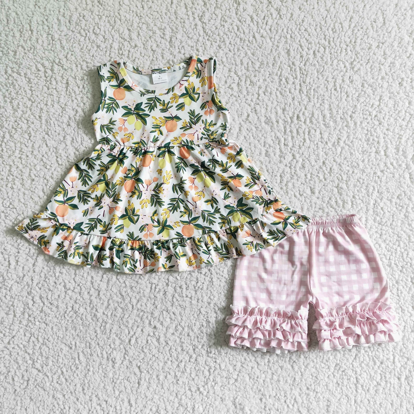 Pink Flowers Ruffle Summer Set