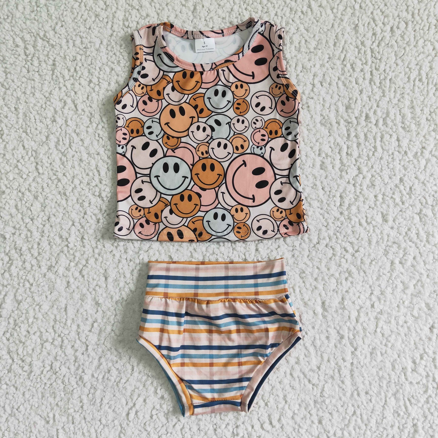 Smile Pattern Girl's Bummie Outfit