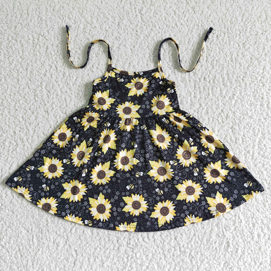 Black Sunflowers Girl Big Skirt