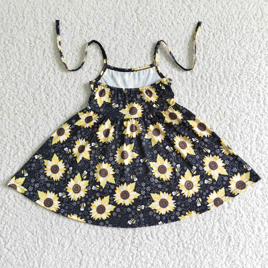 Black Sunflowers Girl Big Skirt