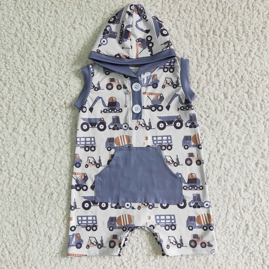 Boy Blue Car Baby Romper
