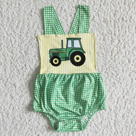Green Car baby girls romper
