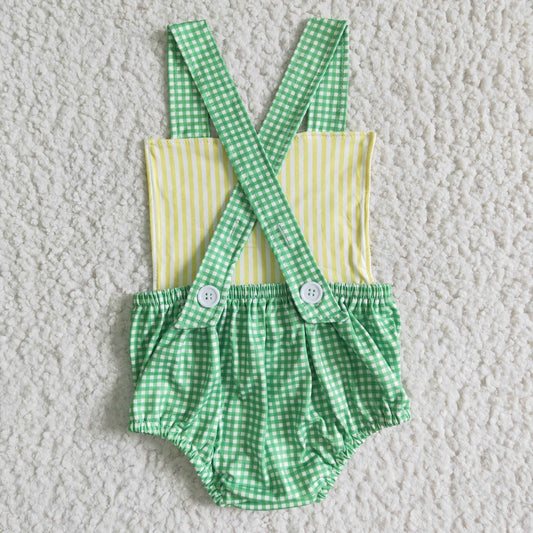 Green Car baby girls romper