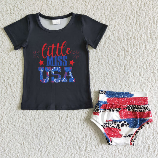 July Of 4th Little Miss USA Girl's Bummies Set
