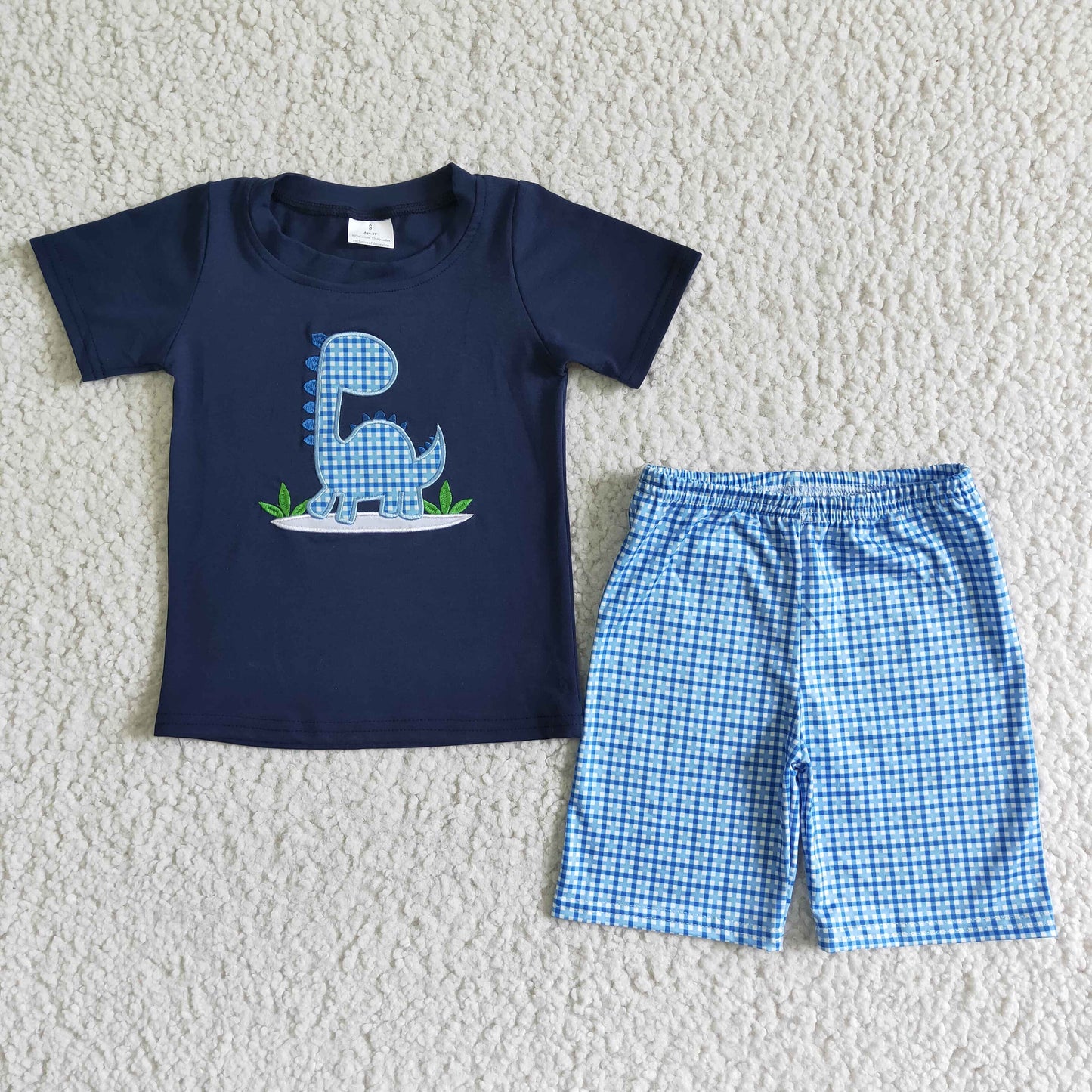 Embroidered Dinosaur Boys summer set