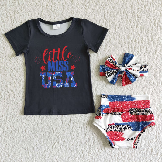 July Of 4th Little Miss USA Girl's Bummies Set