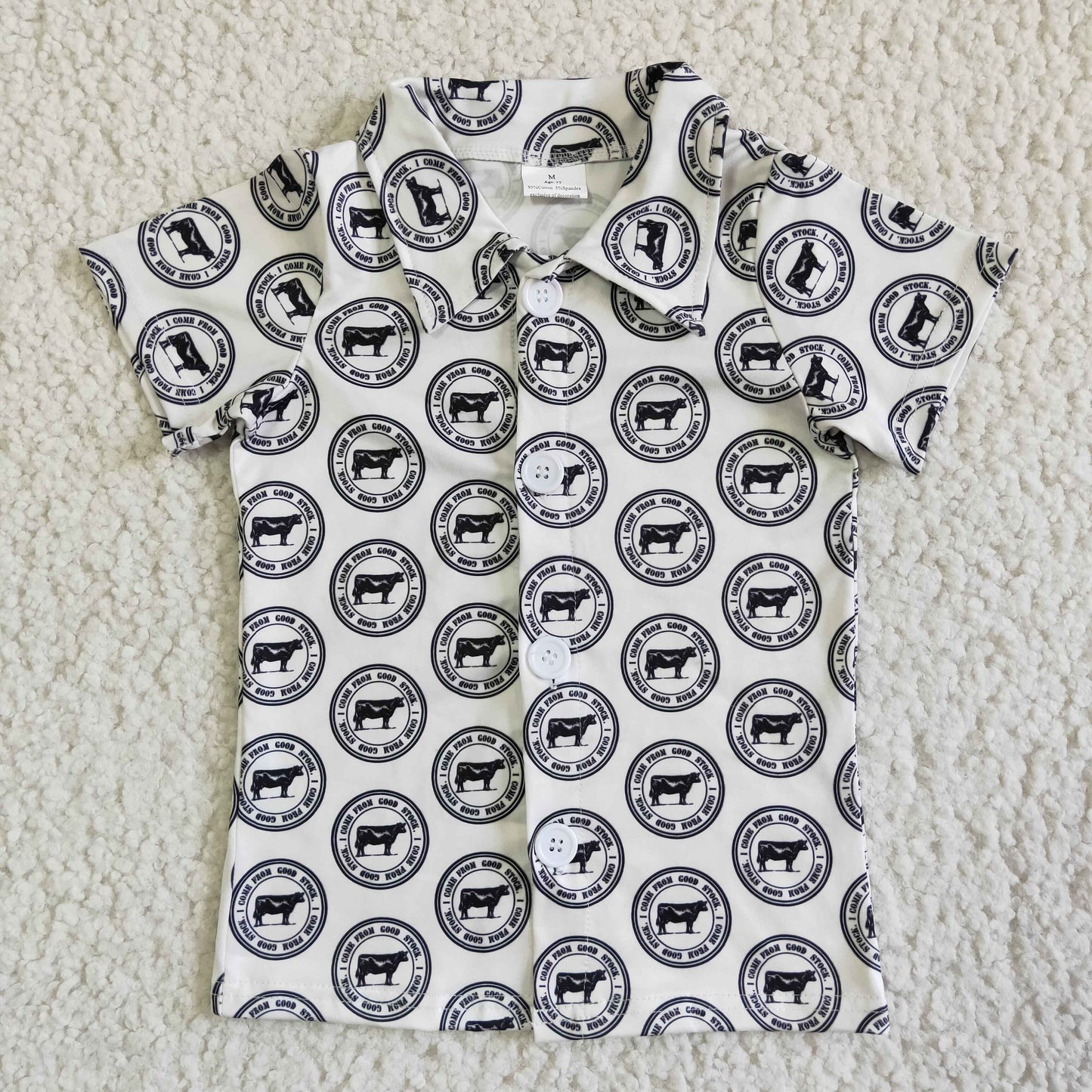 Cow With Button Boy Shirt