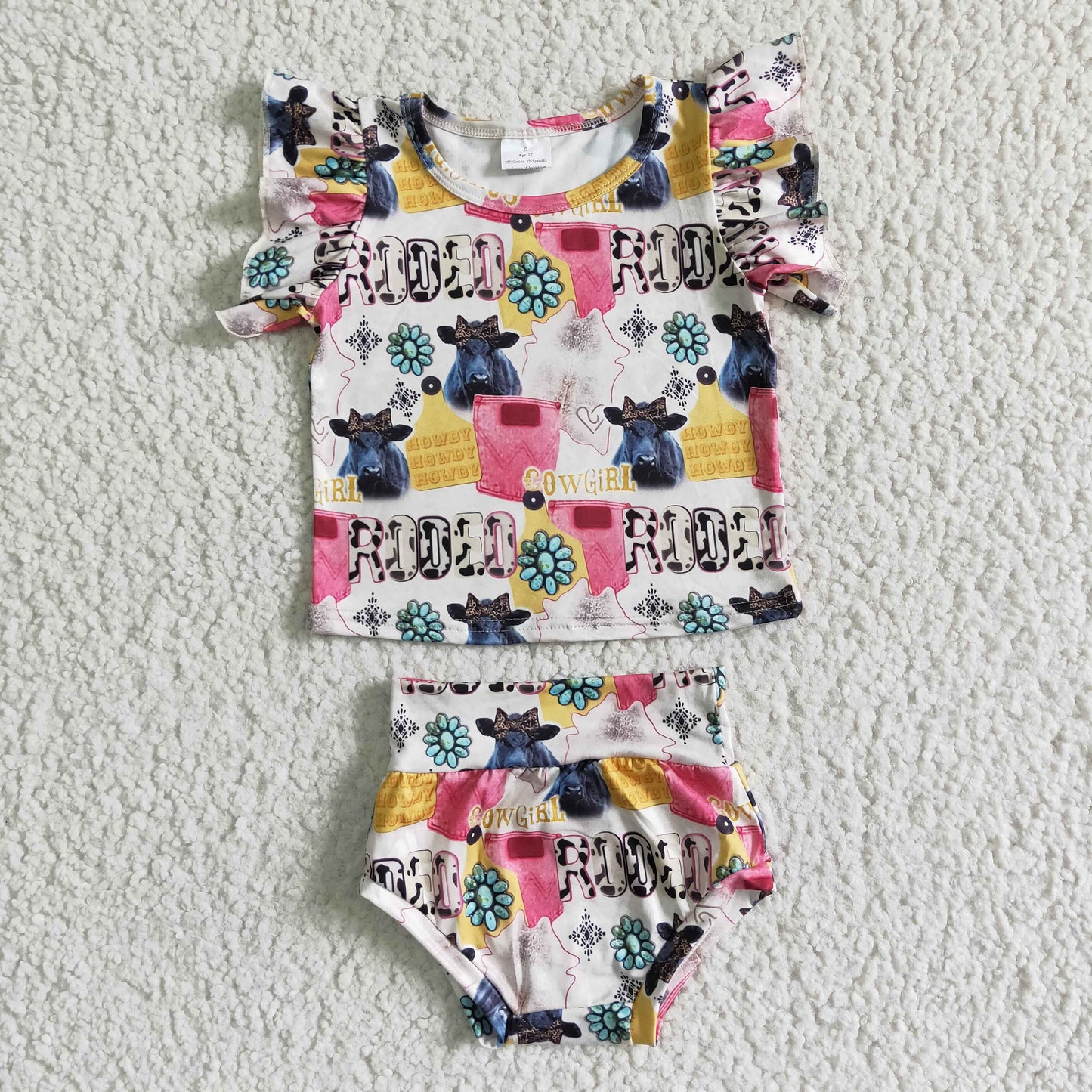 Flowers Rodeo Girl's Bummies Set