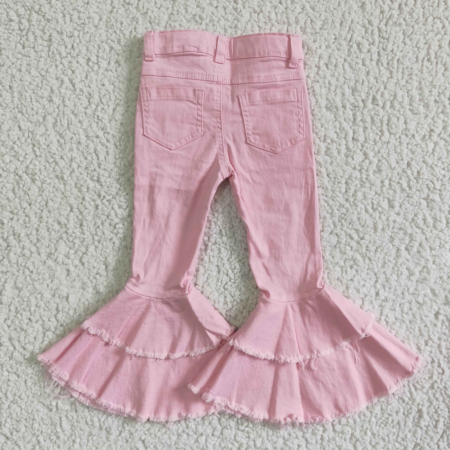 Pink Distressed Flare Pants jeans