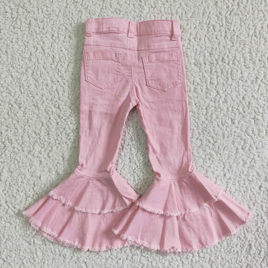 Pink Distressed Flare Pants jeans