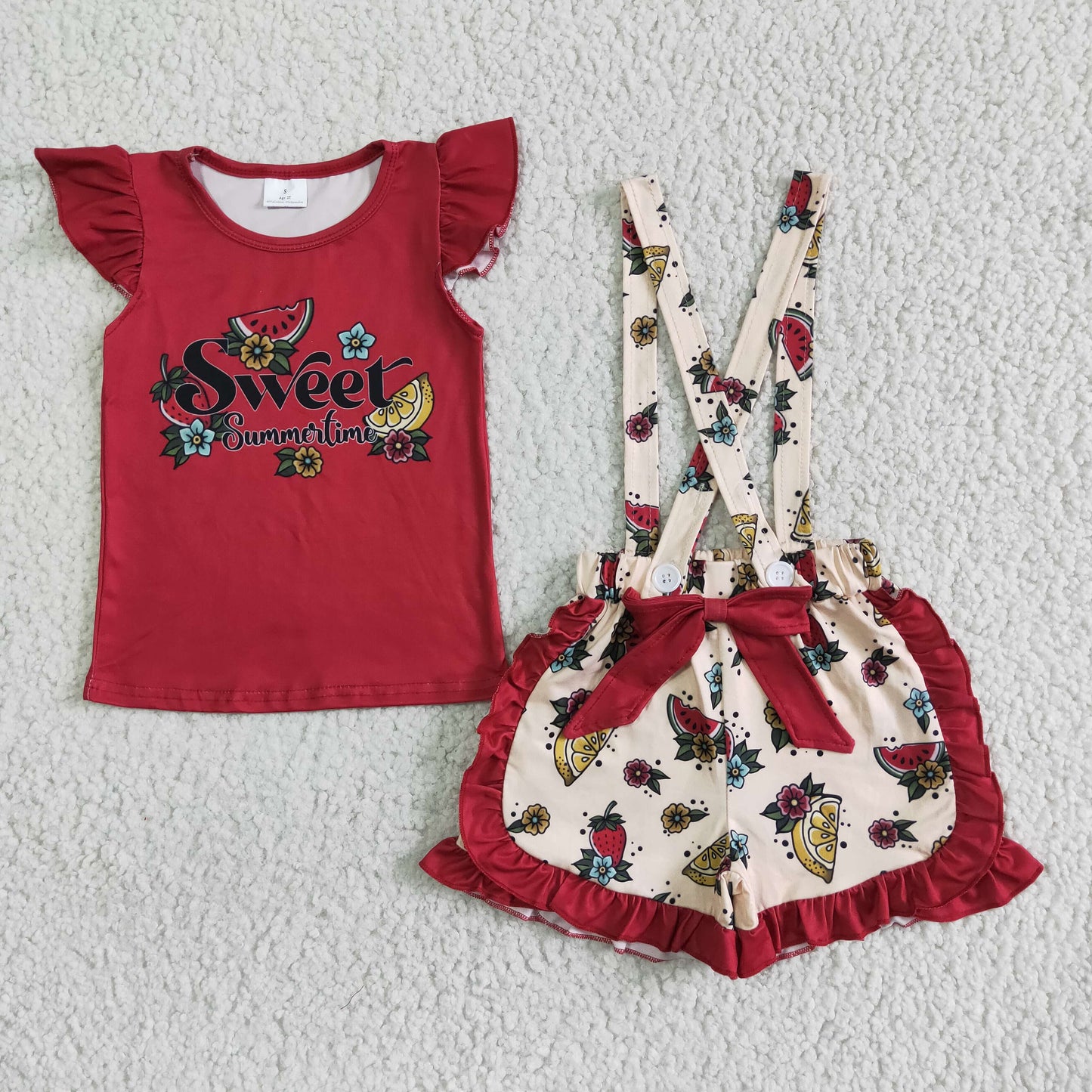 Red SWEET Watermelon Girls Summer Set