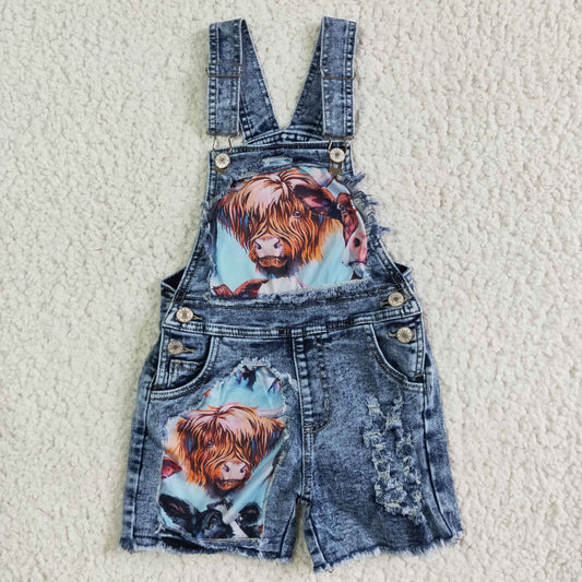 Highland Cattle Jean Shorts Overalls