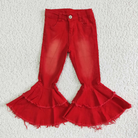Red Bell bottom Jeans