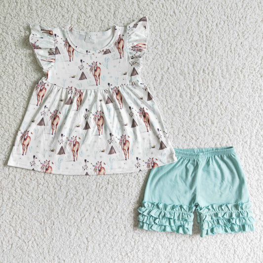 Girls Flowers Horse Summer Set