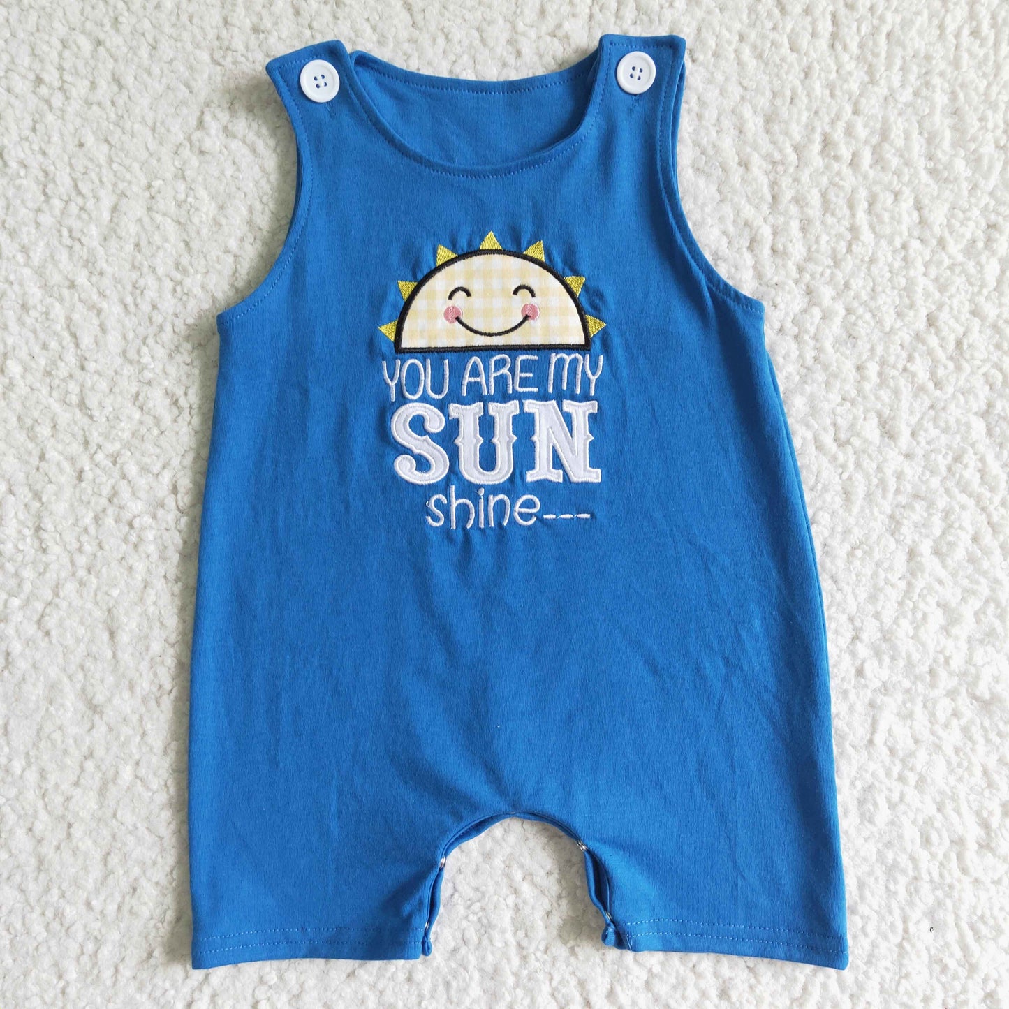 Baby Blue SUN Embroidery baby romper