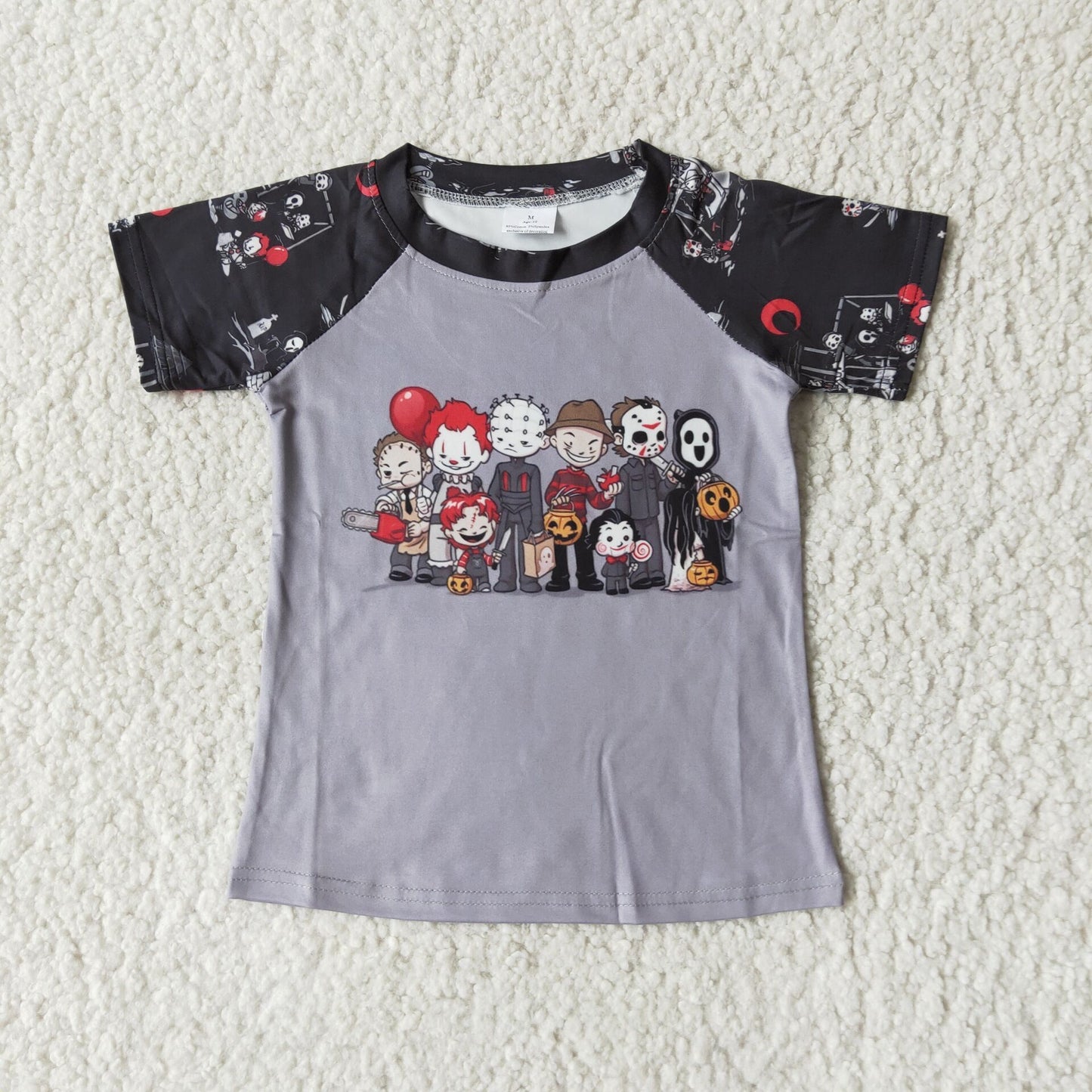 Halloween Grey Cartoon Boy Shirt