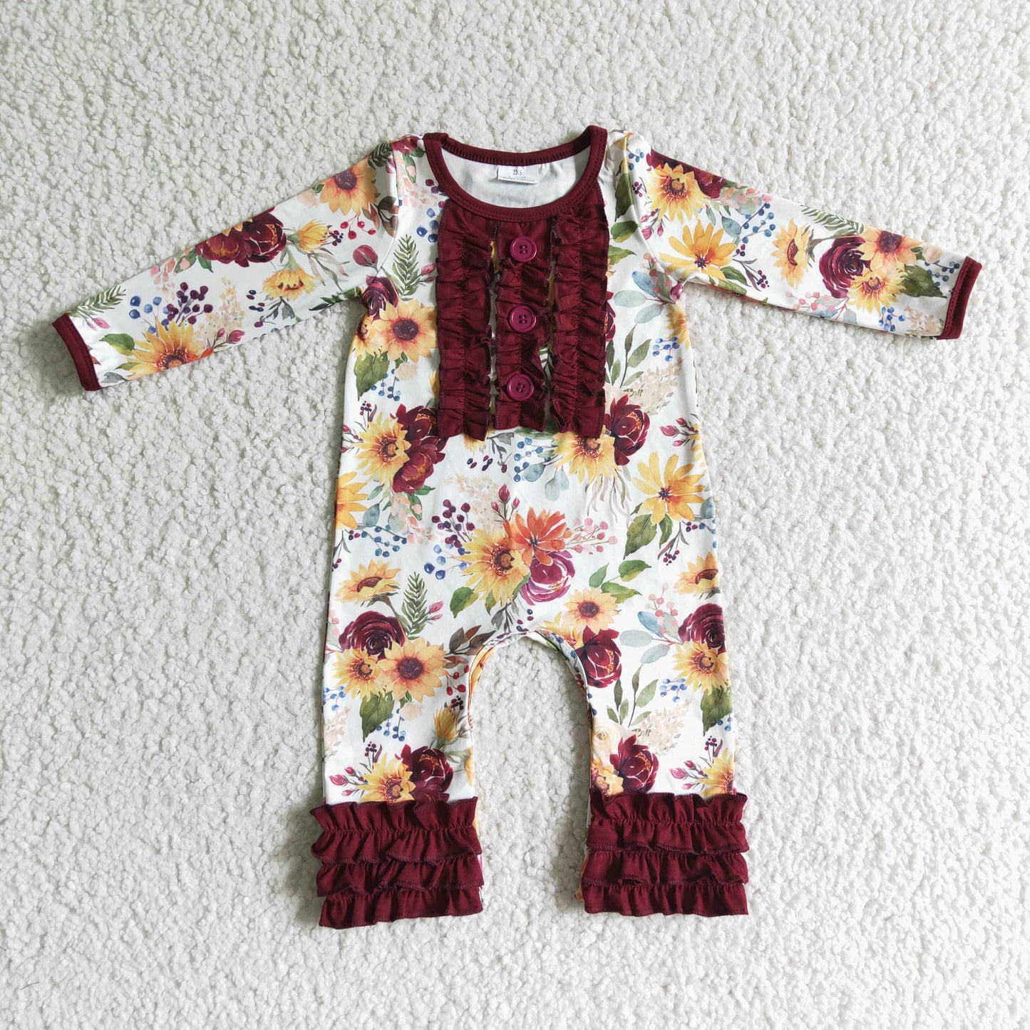Girl Red Flowers Baby Romper