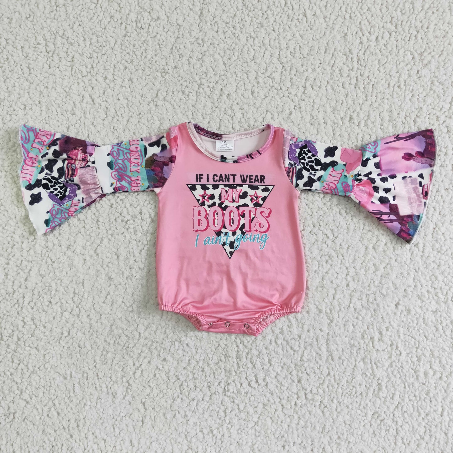 MY BOOTS Pink Baby Romper