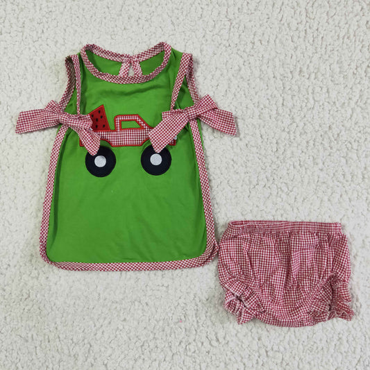 embroidery Green Watermelon Ruffle Girl's Bummies