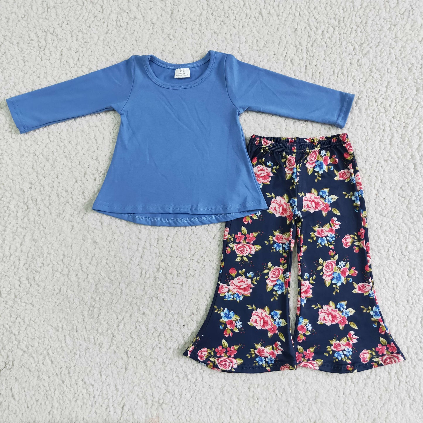 Fall Blue Flowers Girls Set