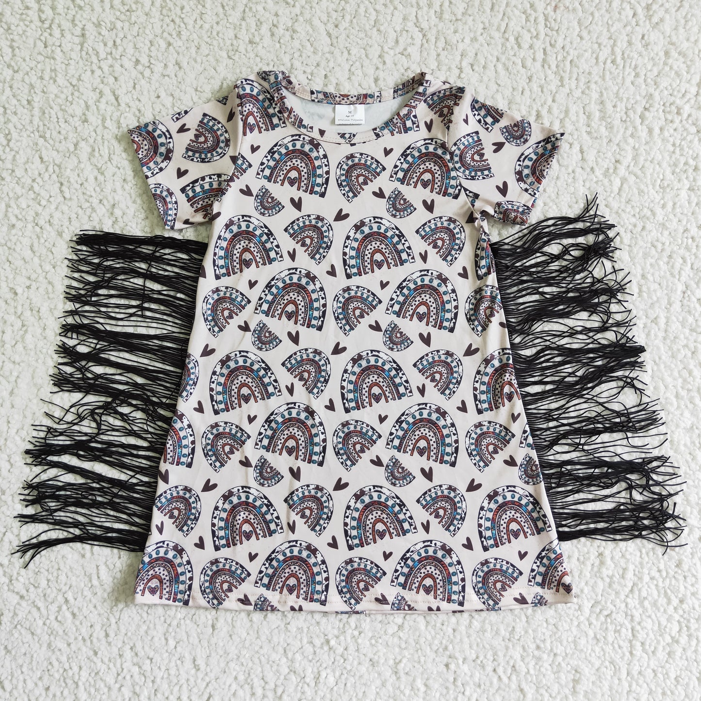 Rainbow love With Tassel Girls's Dress