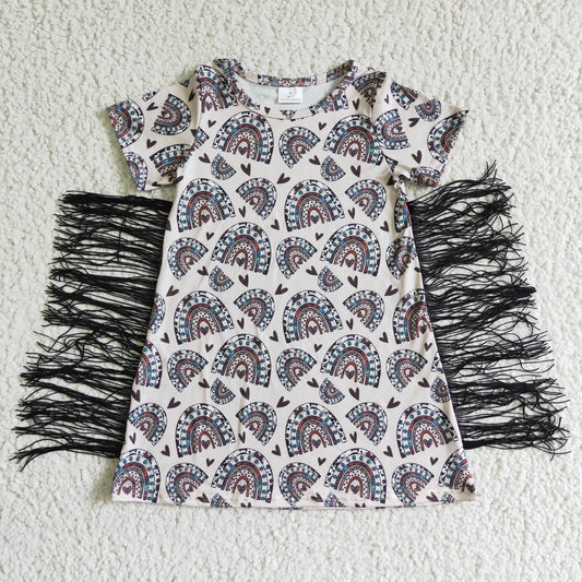 Rainbow love With Tassel Girls's Dress