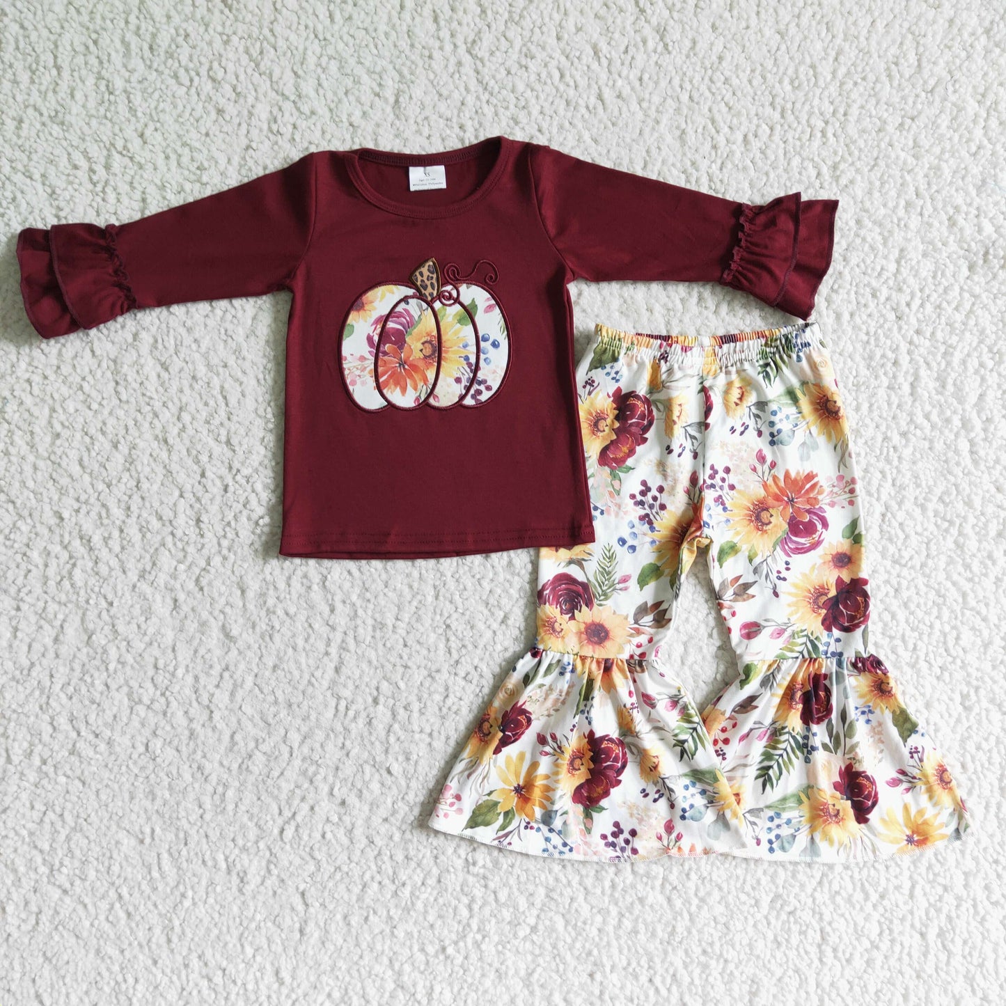 Fall Outfits embroidery Pumpkin Flowers Outfits