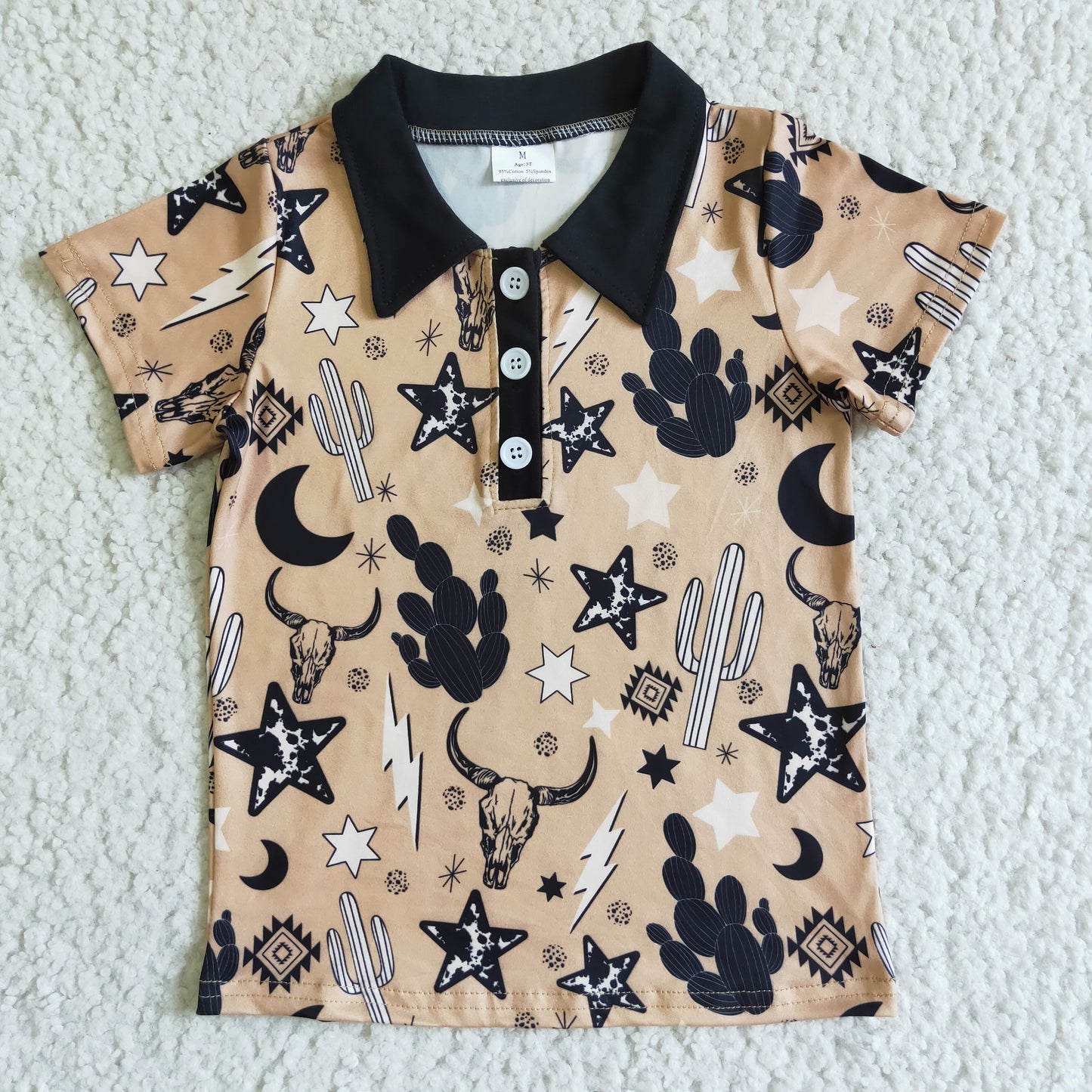 Cactus Star With Button Boy Shirt