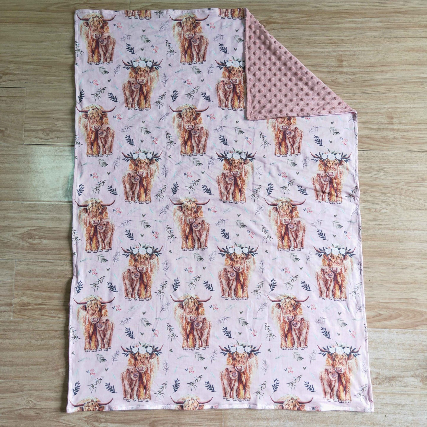 Pink Highland Cow Blanket