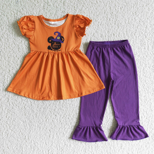 Halloween embroidery Purple Cartoon Outfits