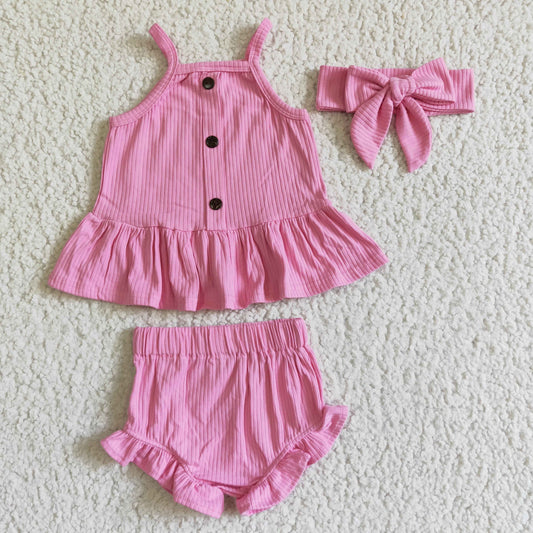 Solid 100% Cotton Purple Girl's Bummies Set