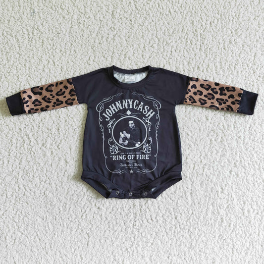 Black Cartoon long sleeves romper
