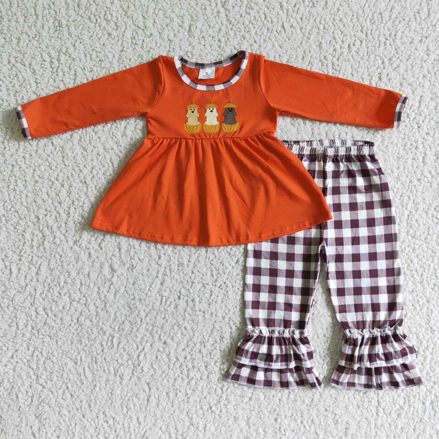 Halloween Orange Dog Pumpkin Long Sleeve Suit