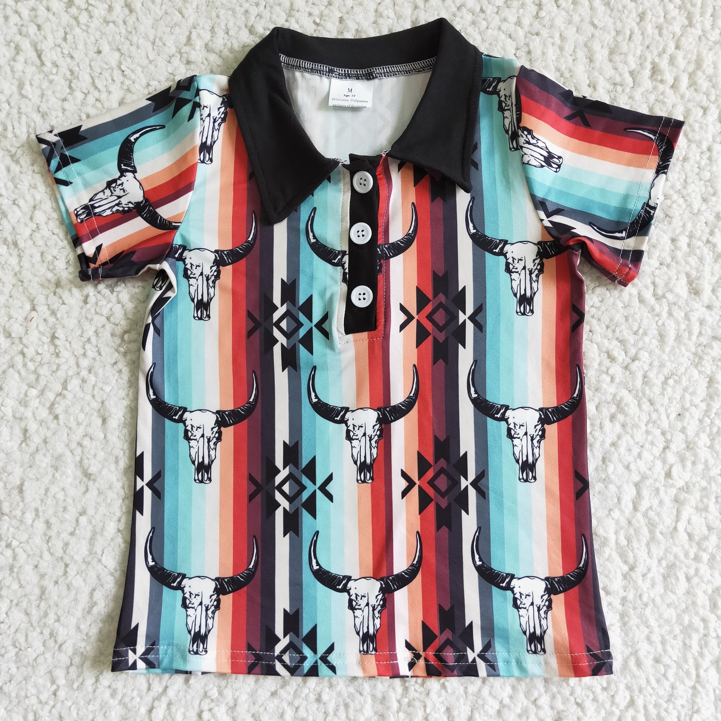 Western Striped Ccow Boy Shirt