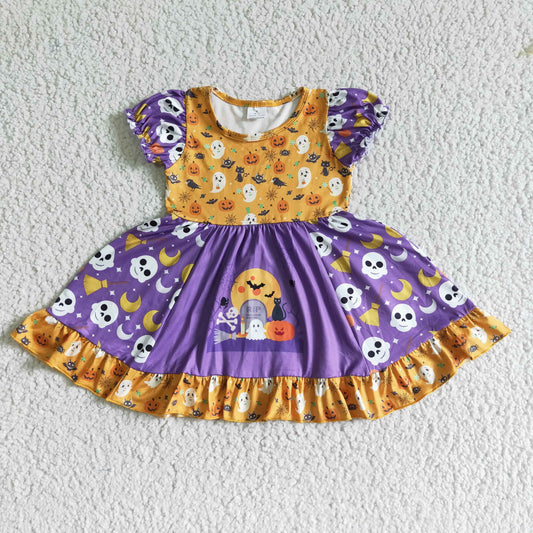 Halloween Purple Cartoon Girl Big Skirt