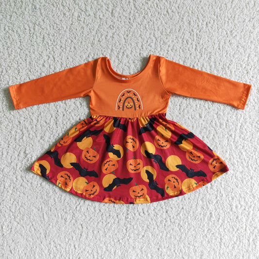 Halloween Purple pumpkin Rainbow girl big skirt