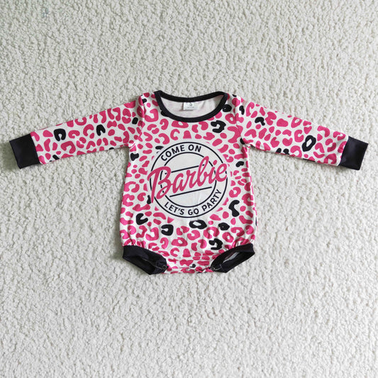 Pink Leopard long sleeves romper