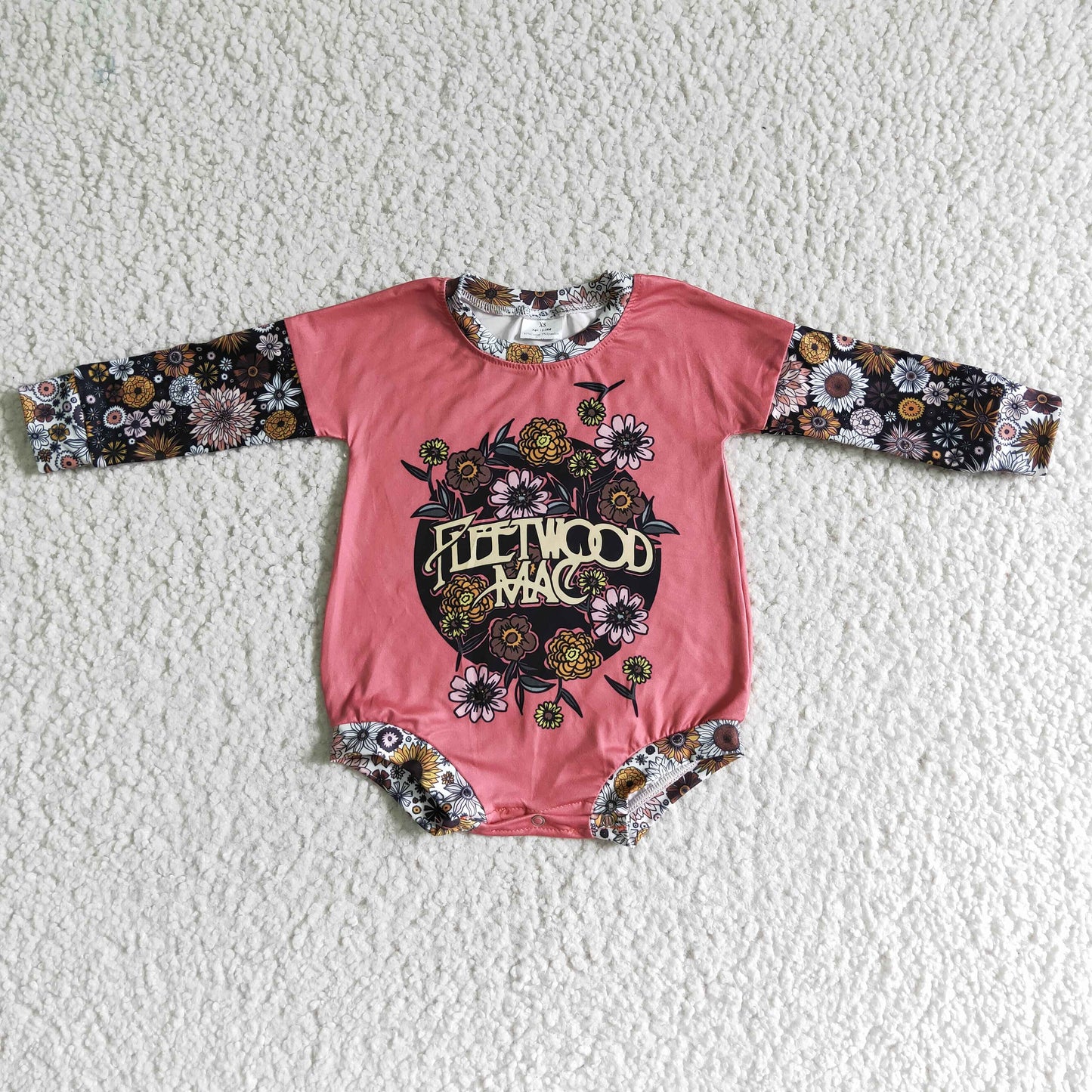 Pink Flowers long sleeves romper