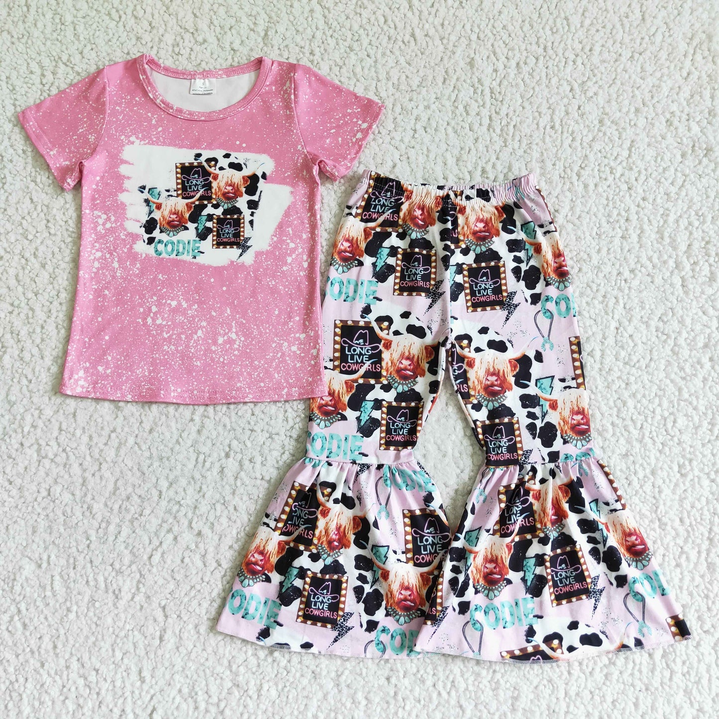 Pink Highland Cow Summer Set