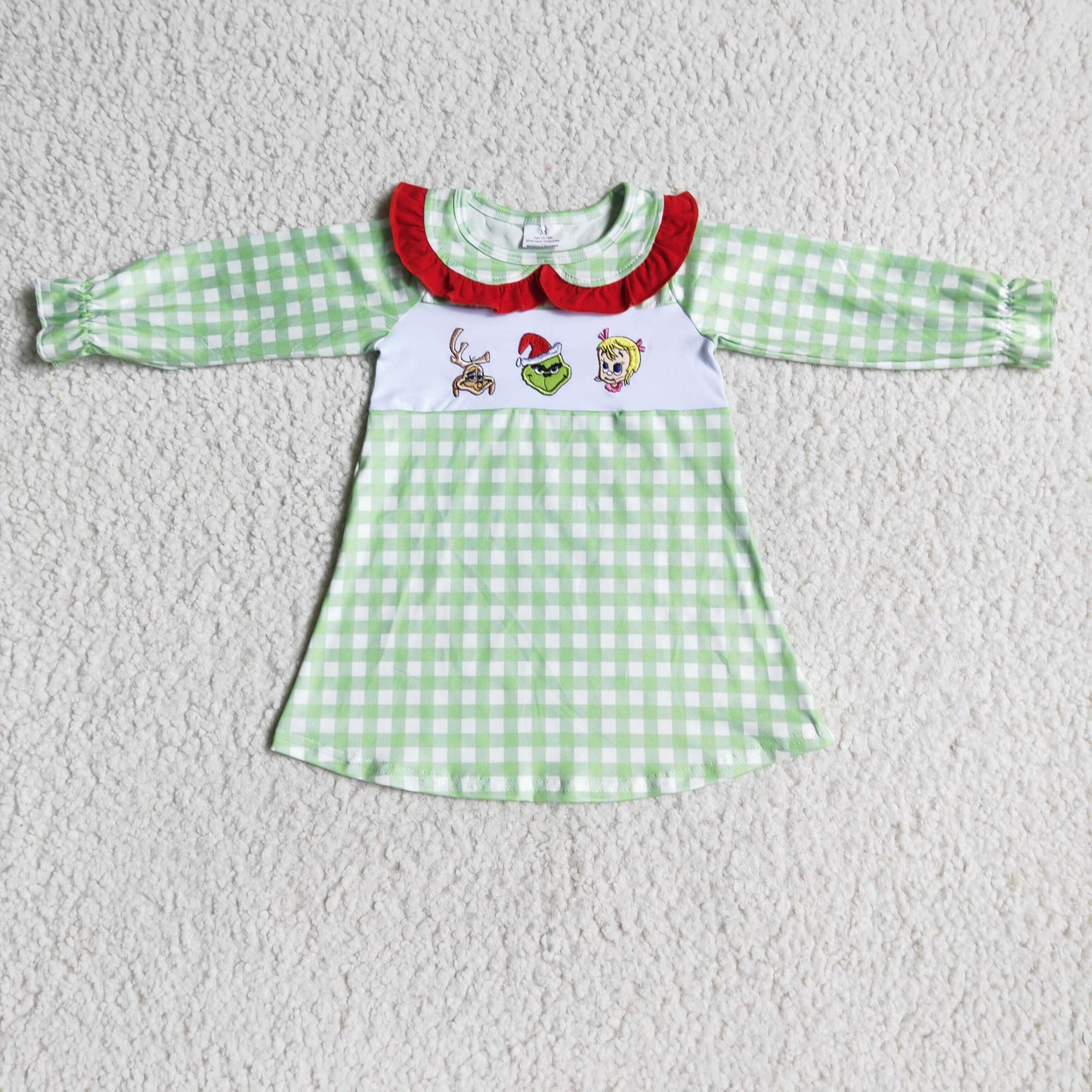 Christmas Embroidery Cartoon Girls Dress