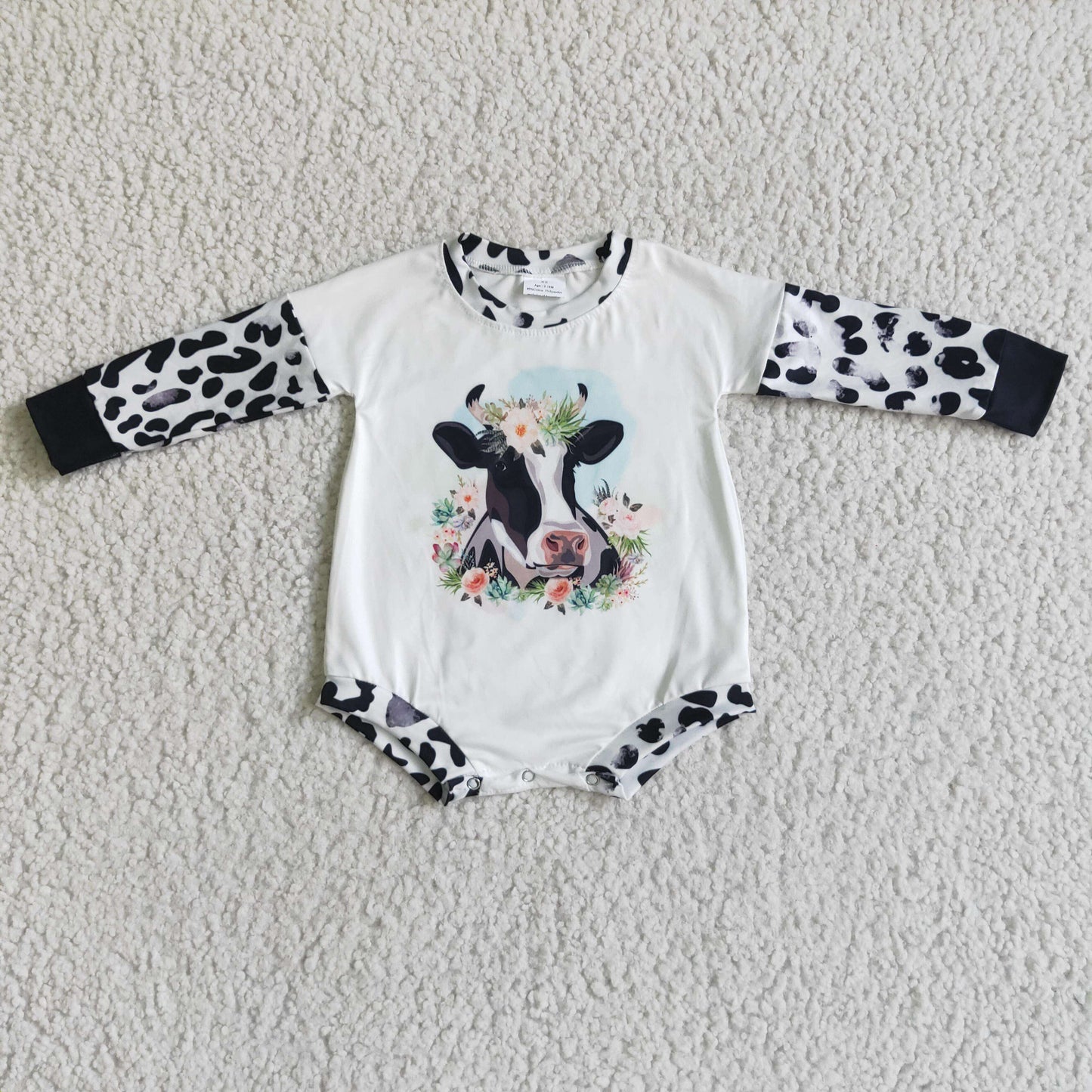 Cow Flowers Baby Romper
