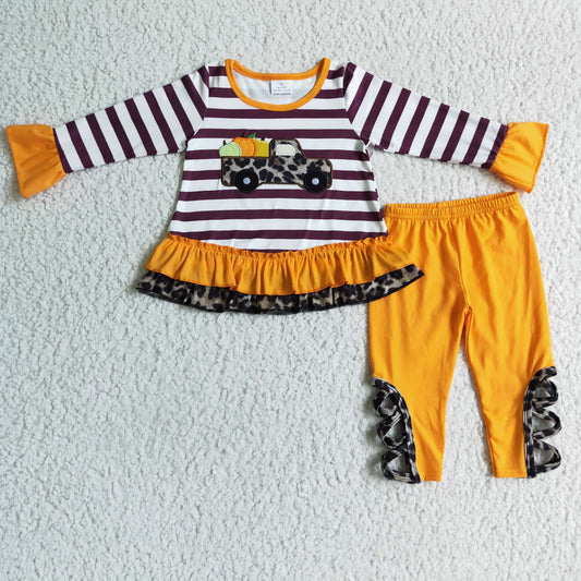 Halloween embroidery Leopard Car Girls Outfits