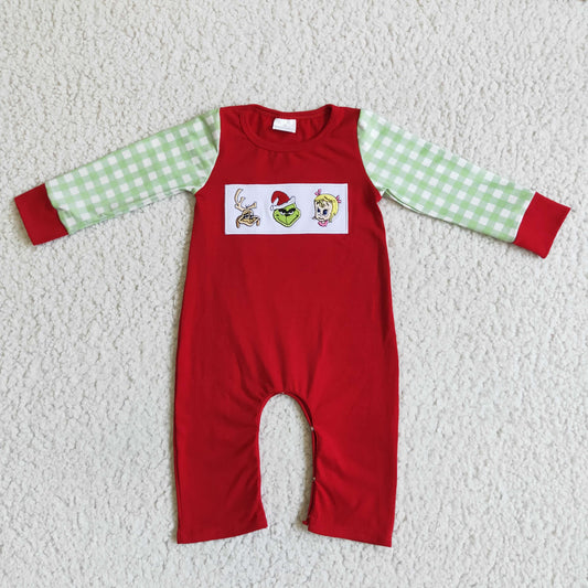 Christmas Embroidery Cartoon Boy Romper