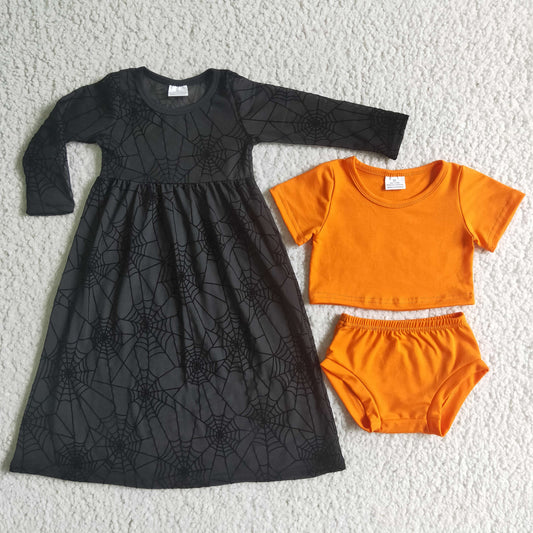 Halloween Orange bummies set + lace dress